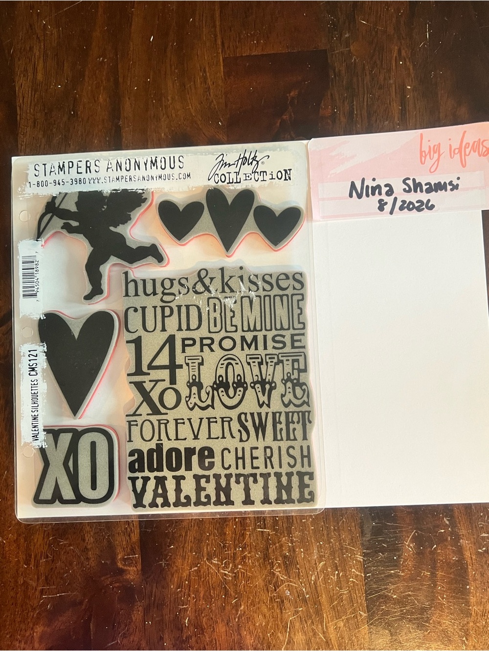 Stampers Anonymous Valentine Word & Heart Clear Stamp Set - Black/Pink Accents